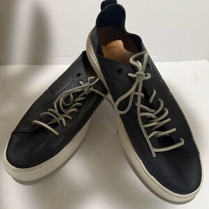BOSS Hugo Boss Navy Pebbled Leather Sneakers Lace Up Casual Shoes Size 45